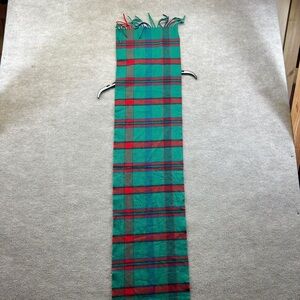Field Manor Green Scarf With Red Stripes